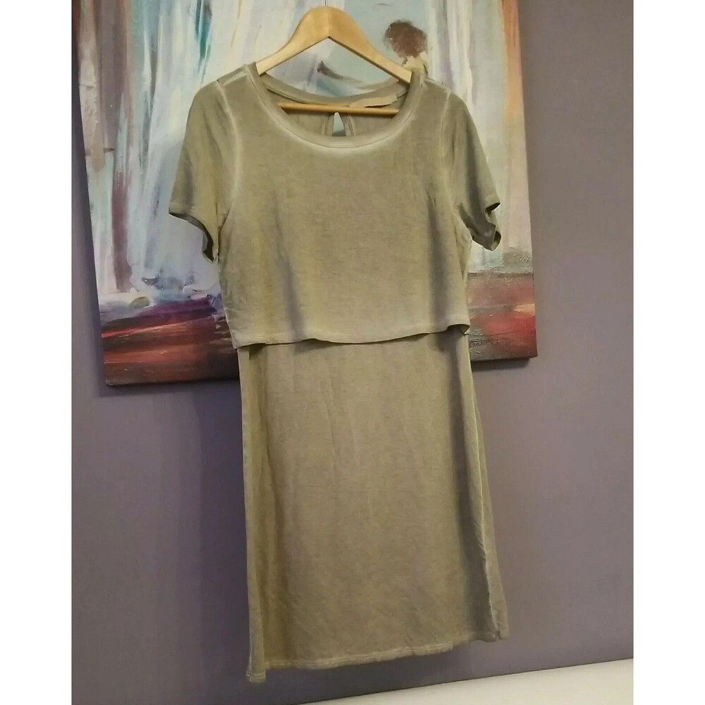 Max Jeans Women's Summer Dress Size M Khaki Green Stretch Casual